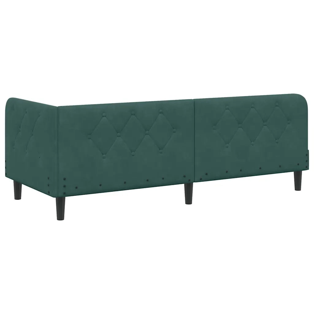 Cornice del letto ad angolo Verde Scuro 80 x 200 cm Velluto