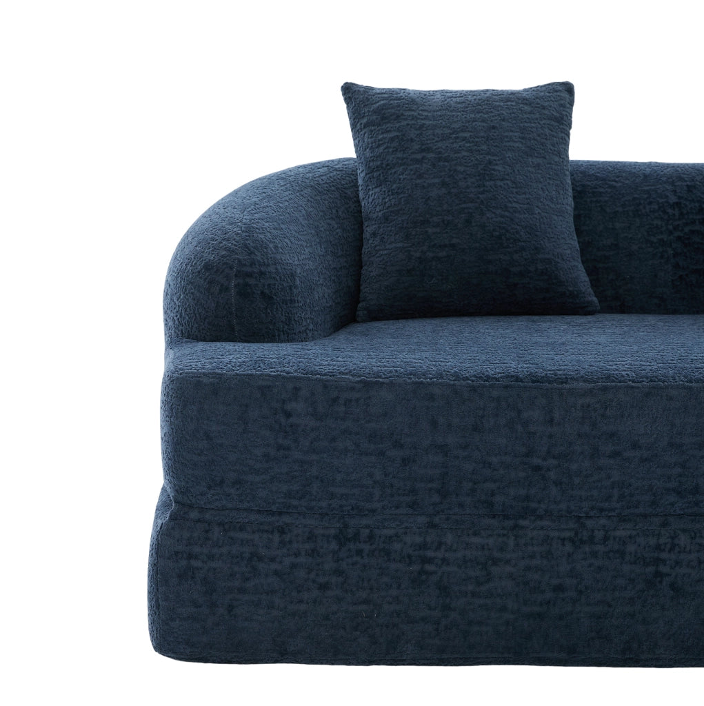 Divano letto pieghevole 2 posti 157x84x65 cm in chenille blu navy