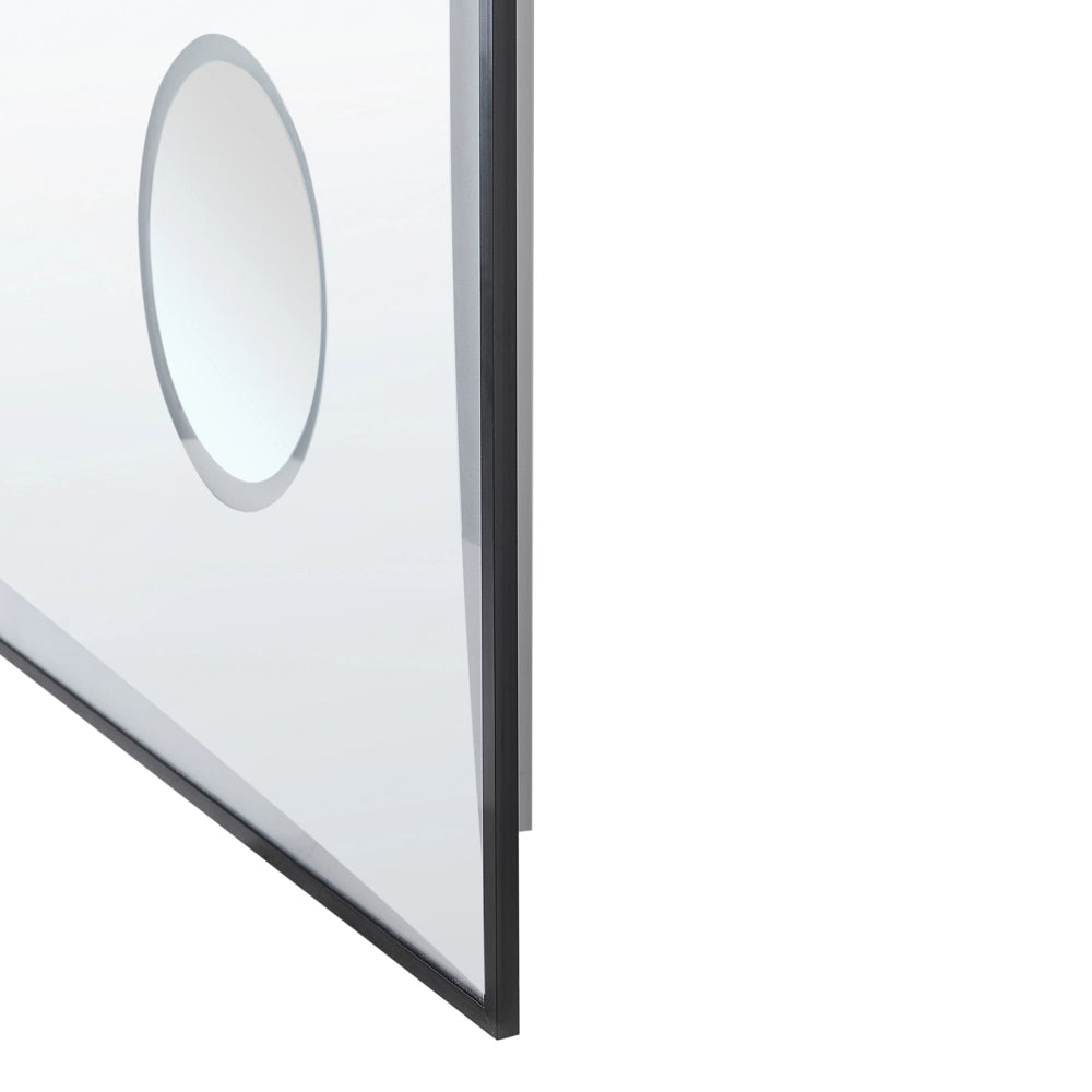 Specchio da bagno illuminato a LED rettangolare 100 x 60 cm Glamour con altoparlante Bluetooth Lente di ingrandimento