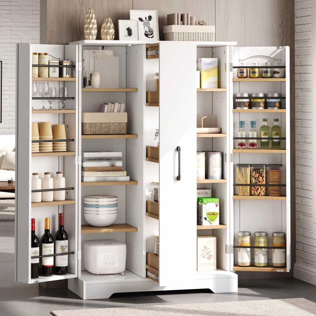 Credenza da cucina con 2 ante e ripiani regolabili - per cucina - in MDF - 120×35×78 cm - bianco