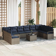Set di divani con cuscino 11 pcs Grigio polyrattan