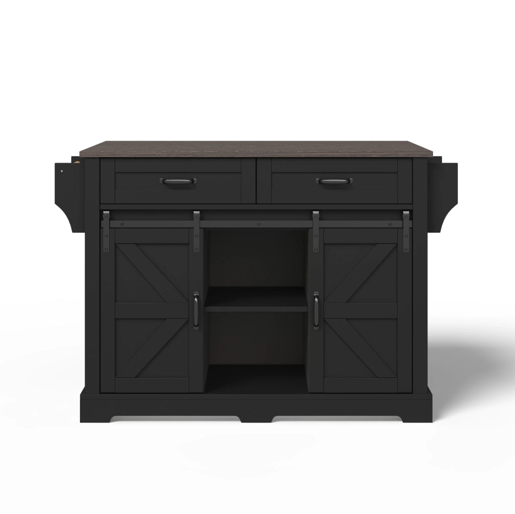 Isola cucina con piano ribaltabile e 2 ante scorrevoli; 120x45(70)x91 cm; nero; MDF
