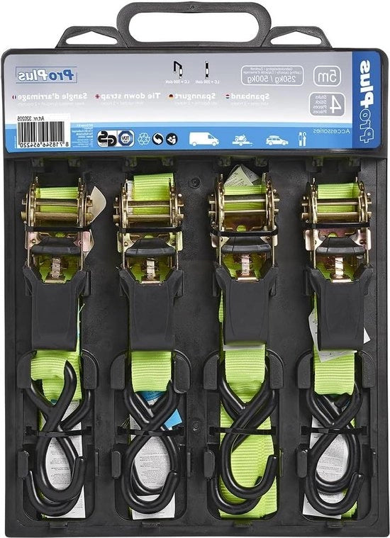 Cinturino con grattolo - 5 metri - set di 4 pezzi giallo/nero - 2 ganci Cinturini con grattolo