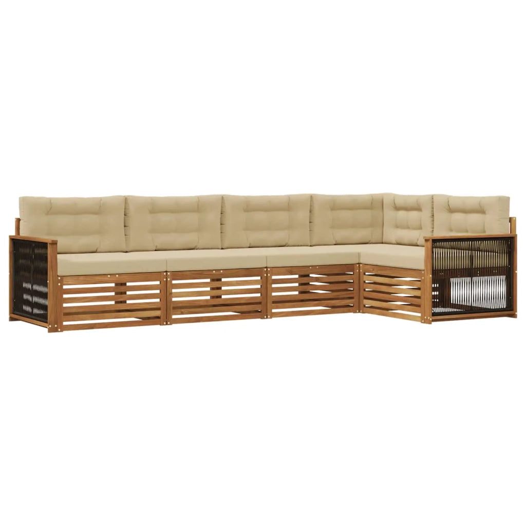 Set di divani da esterno 5 pz Naturale e Beige 3383356
