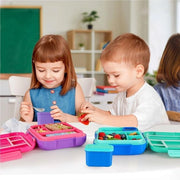 Borsa per Piccoli Pasti con Compartimenti e Piccini Contenitori, Resistente a Microonde e Lavastoviglie (Verde Giungla/Blu)