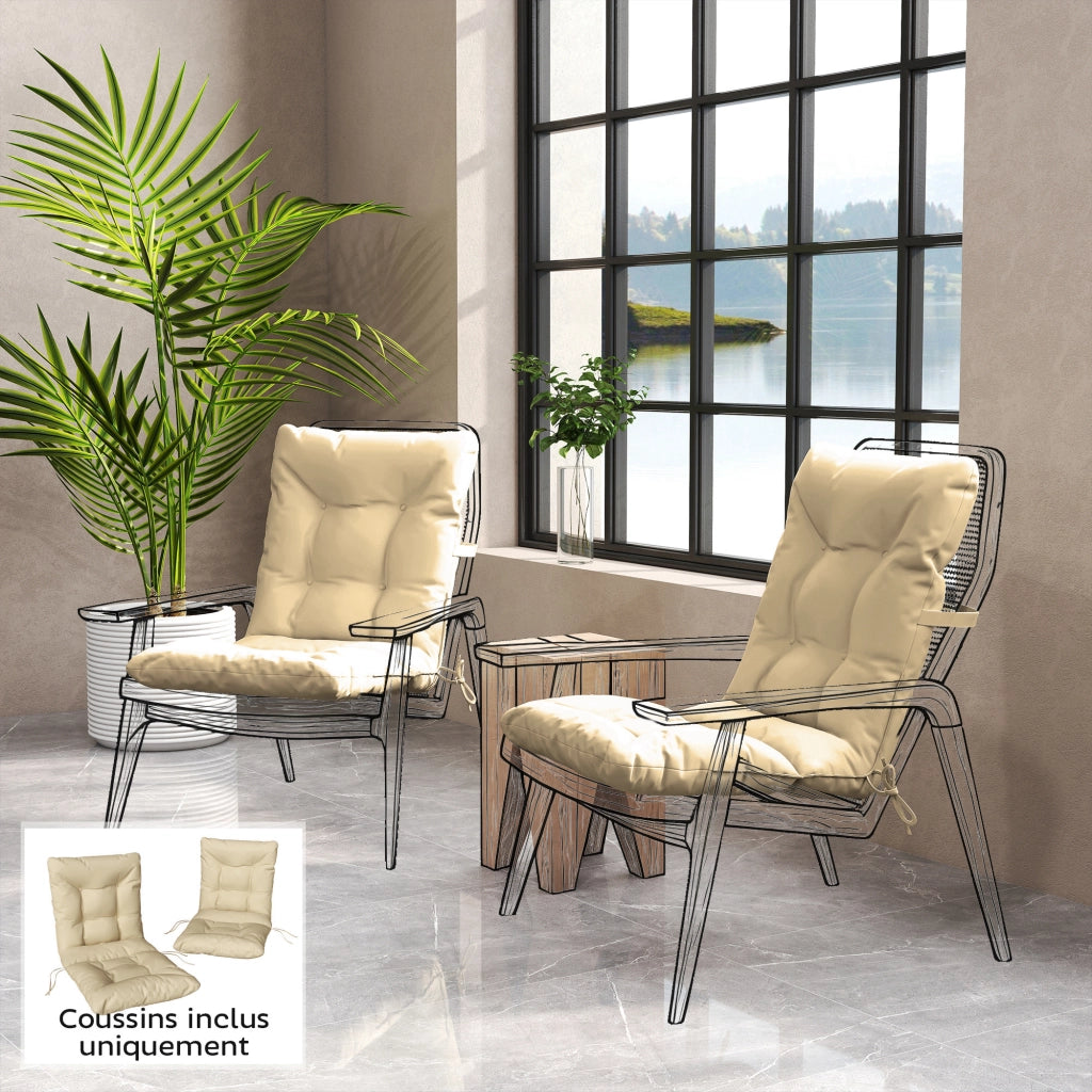 Cuscini per sedie da giardino con lacci ¨C zephmum ¨C Beige 120x50x8 cm