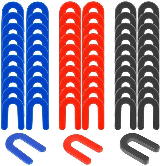 Stellementi 60 Stuks - Supporti U per Auto - Shim per Elevatore - Plastica - Shim di Livellamento - 4,9x3,3cm - Nero/Rosso/Blu