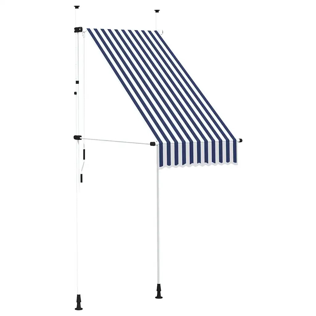 Tenda da Sole Retrattile Manuale 100 cm a Strisce Blu e Bianche