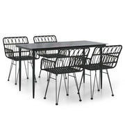 Set da Pranzo da Giardino 5 pz | Set Salotto da Giardino Nero in Polyrattan
