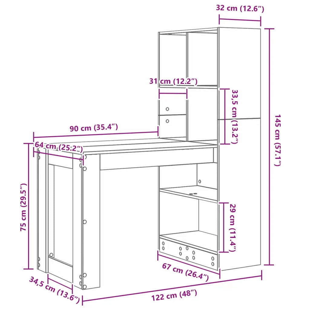 Scrivania Bianco 122 x 67 x 145 cm Legno multistrato 3337257