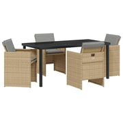 Set da Pranzo per Giardino 5 pz | Set Salotto da Giardino Beige polyrattan