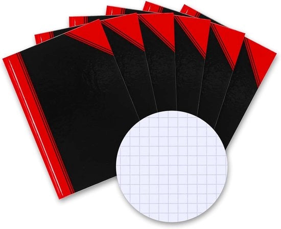 Taccuino con copertina in pelle - A6 formato - 96 pagine - Nero - 6 pezzi