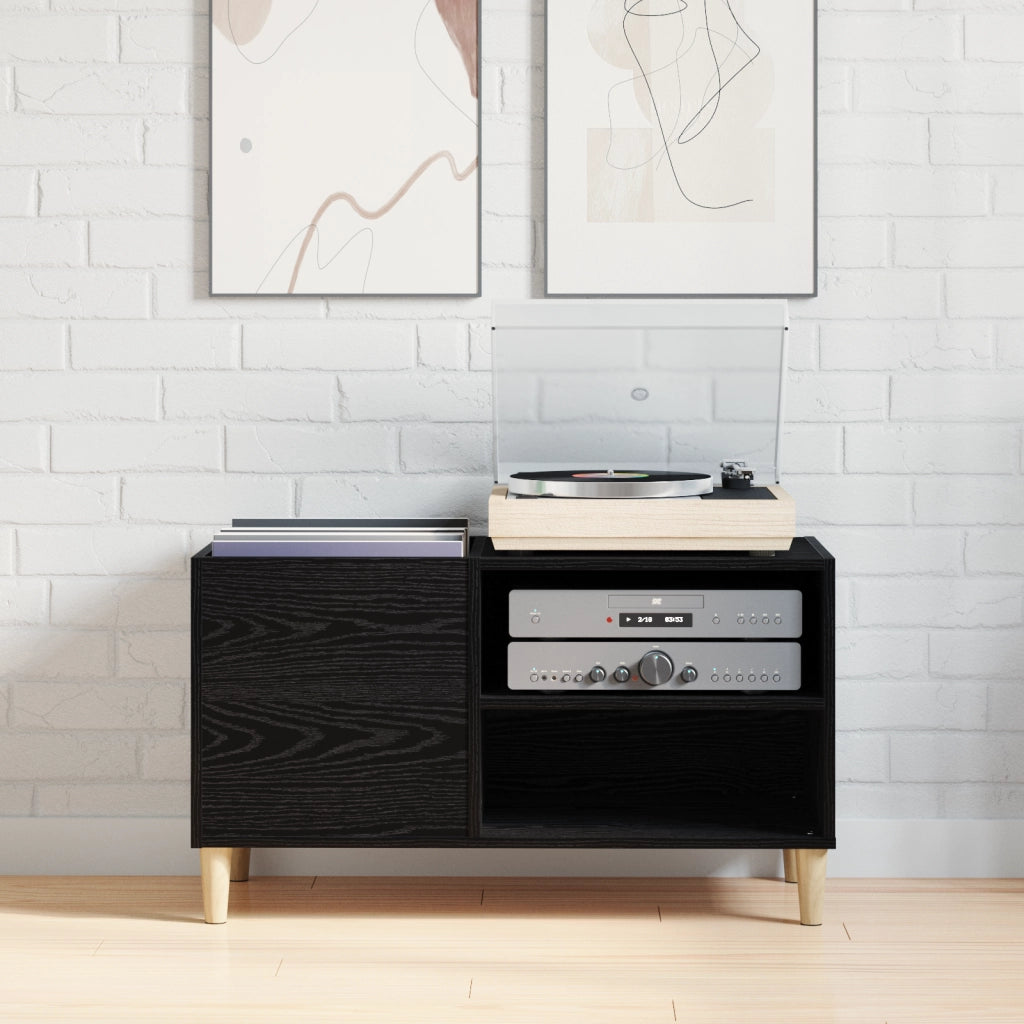 Armadio per dischi  Nero Rovere 84,5x38x48 cm Legno ingegnerizzato