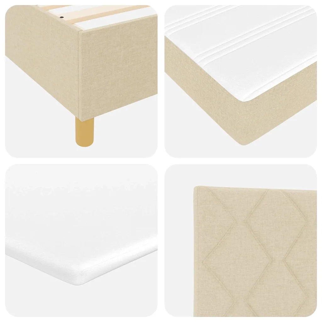 Letto a molle con materasso Crema 200 x 200 cm Tessuto 3340842