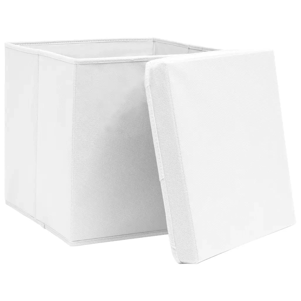 Scatole con Coperchi 10 pz Bianche 32x32x32 cm in Tessuto cod mxl 52383