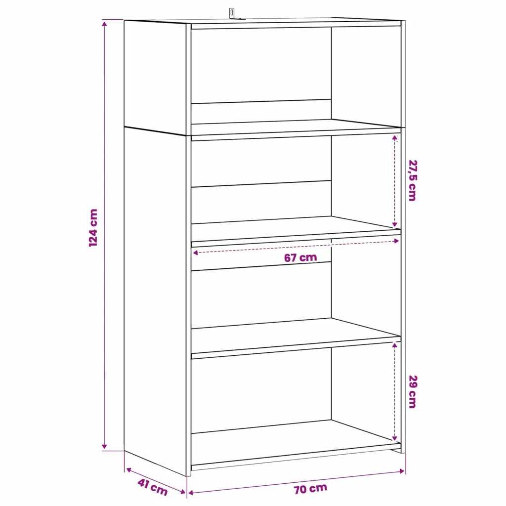 Credenza Rovere Nero 70 x 41 x 124 cm Legno ingegnerizzato 8015672