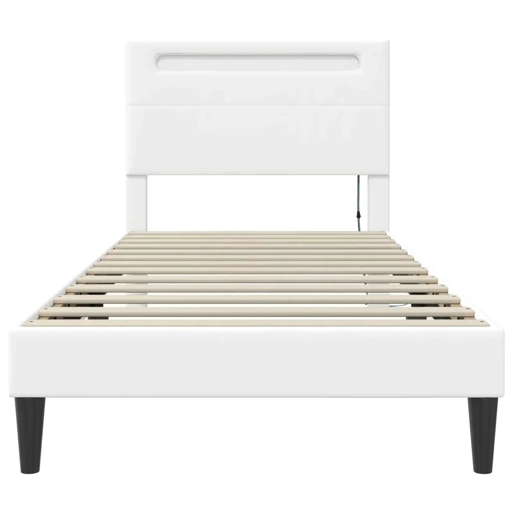 Struttura del letto con testiera Bianco 90 x 200 cm Similpelle