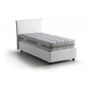 Letto singolo Arminius, Letto contenitore con rivestimento in tessuto, Made in Italy, Apertura frontale, con materasso cm 90x190 incluso, Bianco