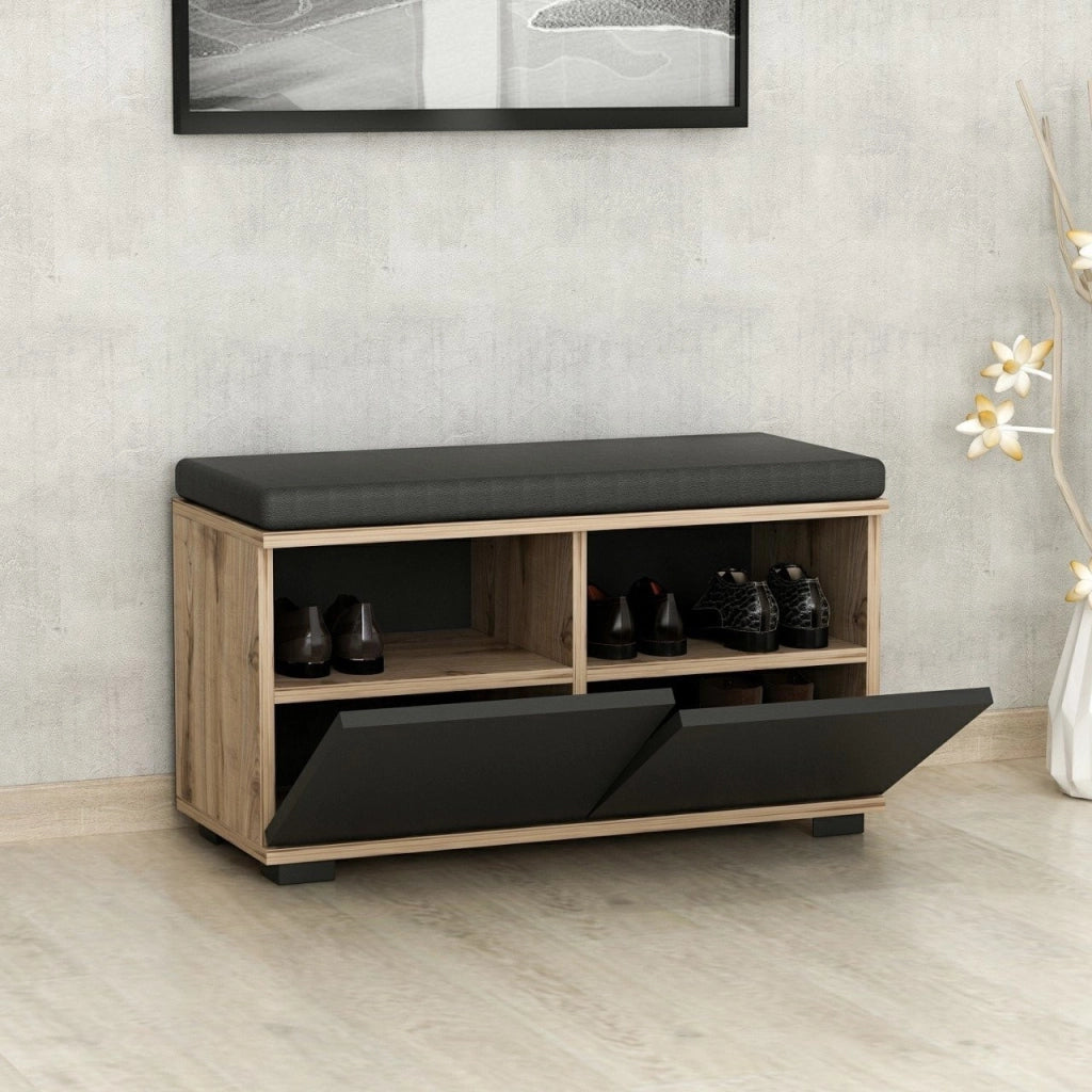 Scarpiera in legno "Drago" - 80 x 35 x 42 cm - Grigio antracite
