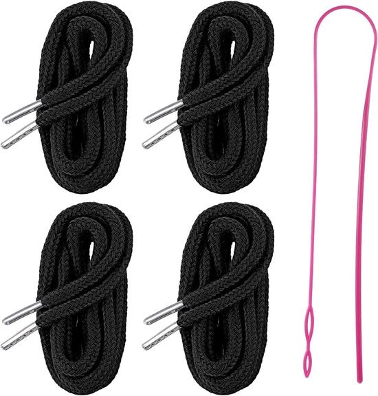 Set di 4 cordoni di sostituzione per cintura dei pantaloni con chiusura a rasoio | Cordoni di sostituzione per pantaloncini, pantaloni e hoodie | Cintura dei pantaloni in tessuto di jogging nera