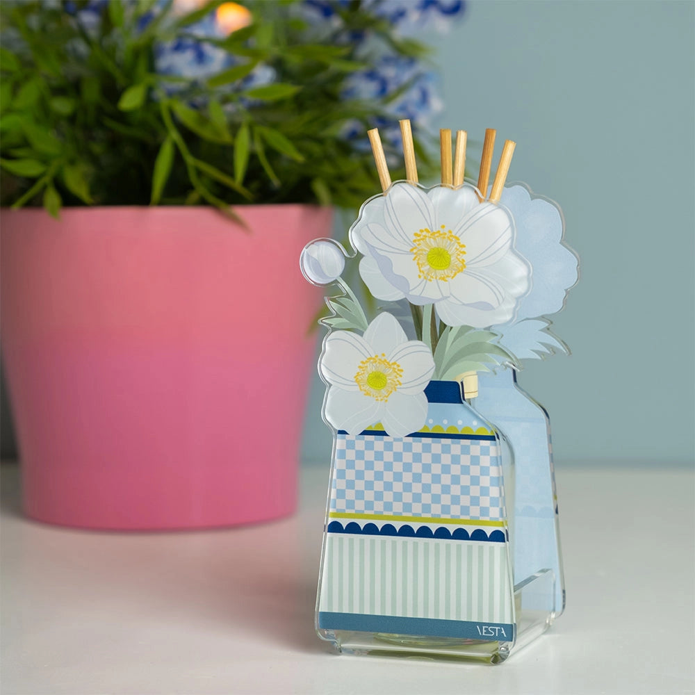 MINI PROFUMATORE ARIA IN CRISTALLO ACRILICO DECORATO CELESTE FRAGRANZA BY CHIARA FIRENZE DESTINO 50ML