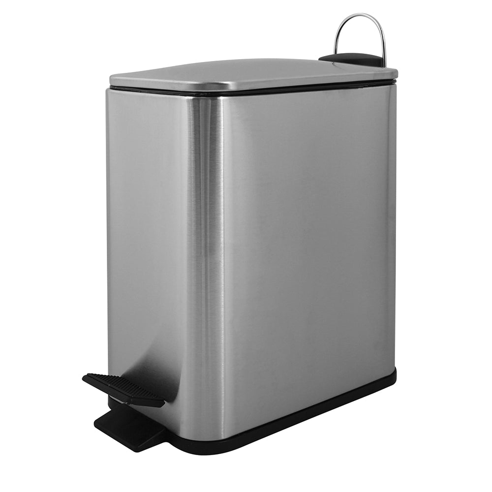 Pattumiera bagno 5 Lt in acciaio spazzolato con apertura a pedale Rexa