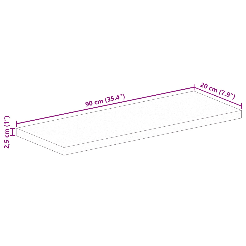 Piano per Tavolo 90x20x2,5 cm Rettangolare Legno Massello Mango 371425