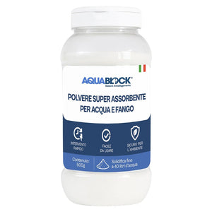 POLVERE SUPERASSORBENTE PER ACQUA E FANGO AQUADRY 500 GR AQUABLOCK