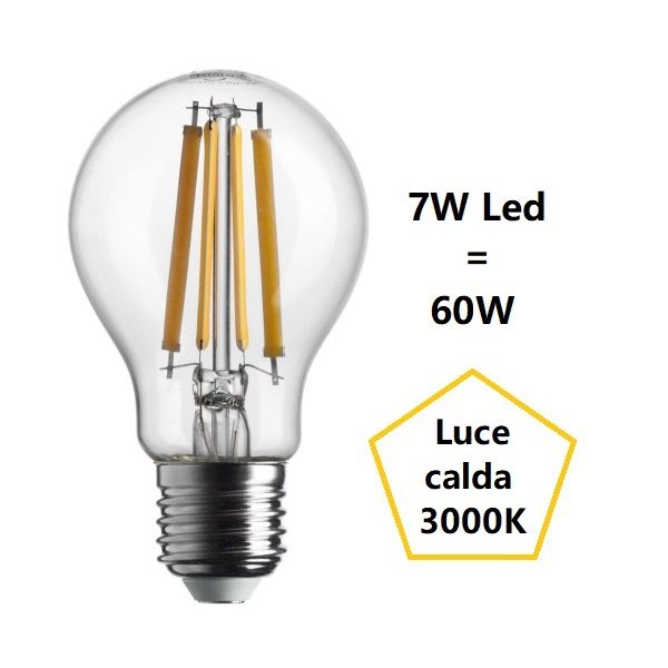 LAMPADINA GOCCIA A LED 7W LUCE CALDA 3000K 806 LUMEN E27 BOT LIGHTING
