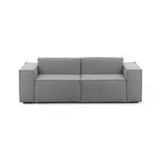 Divano fisso Lepidolite, Divano componibile a 2 posti lineare, Made in Italy, SofÒ  moderno da soggiorno in tessuto, Cm 220x95h70, Grigio