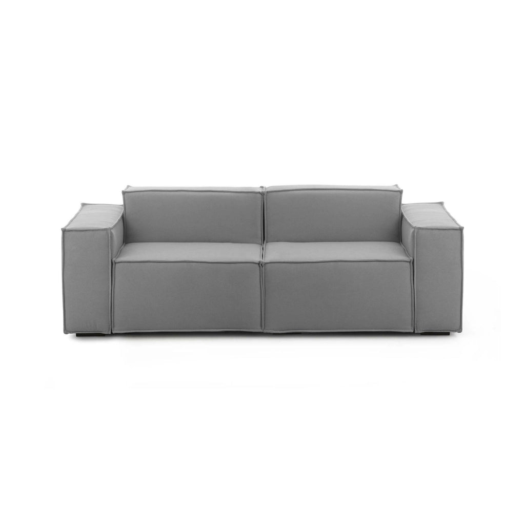 Divano fisso Lepidolite, Divano componibile a 2 posti lineare, Made in Italy, SofÒ  moderno da soggiorno in tessuto, Cm 220x95h70, Grigio