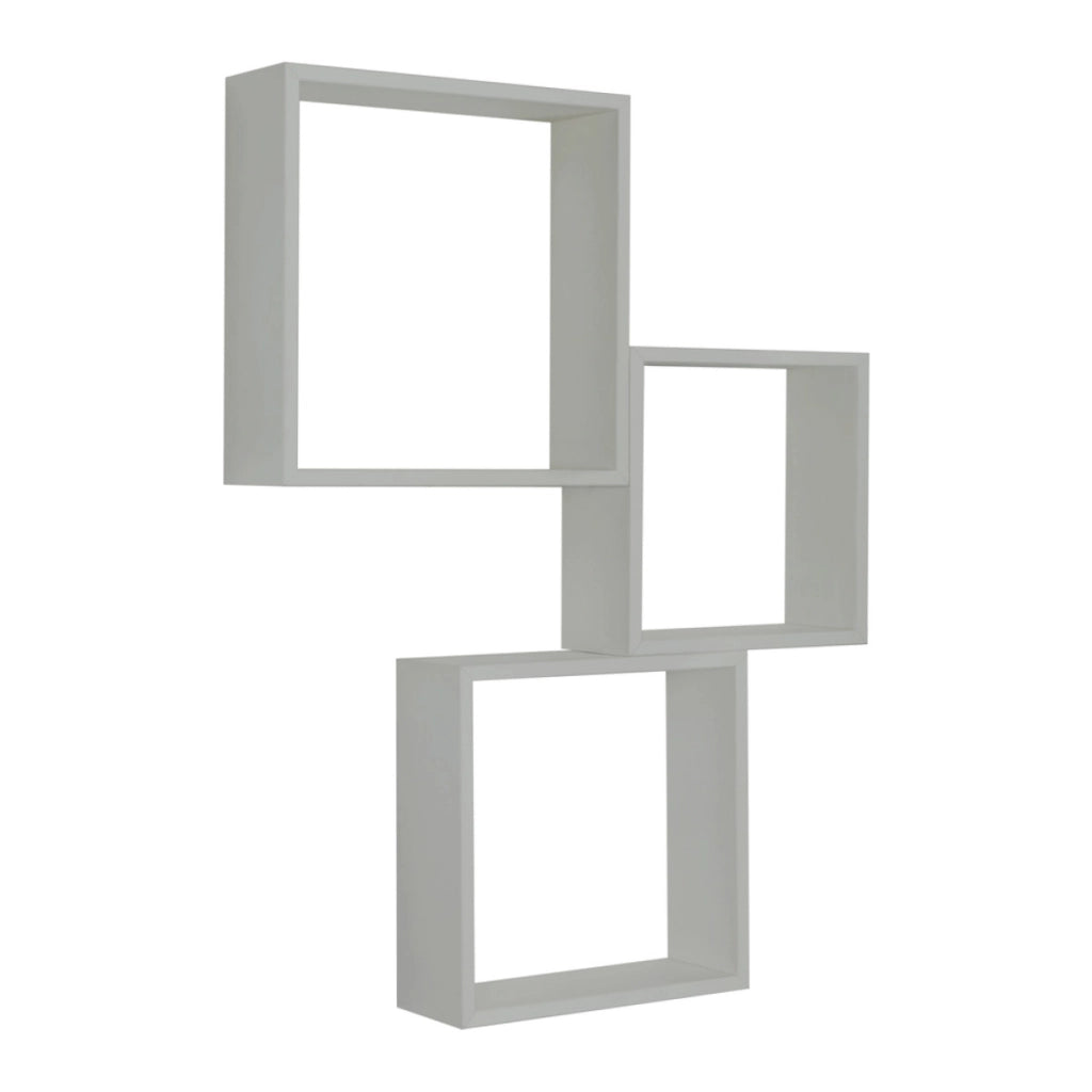 Set di 3 Mensole da Muro Modello INCUBO SLIM, Cubi Arredo, Mensole Cubo, Cubi da Parete. Misure30x30x10cm 27x27x10cm e 24x24x10cm. Finitura GRIGIO SASSO - MADE IN ITALY