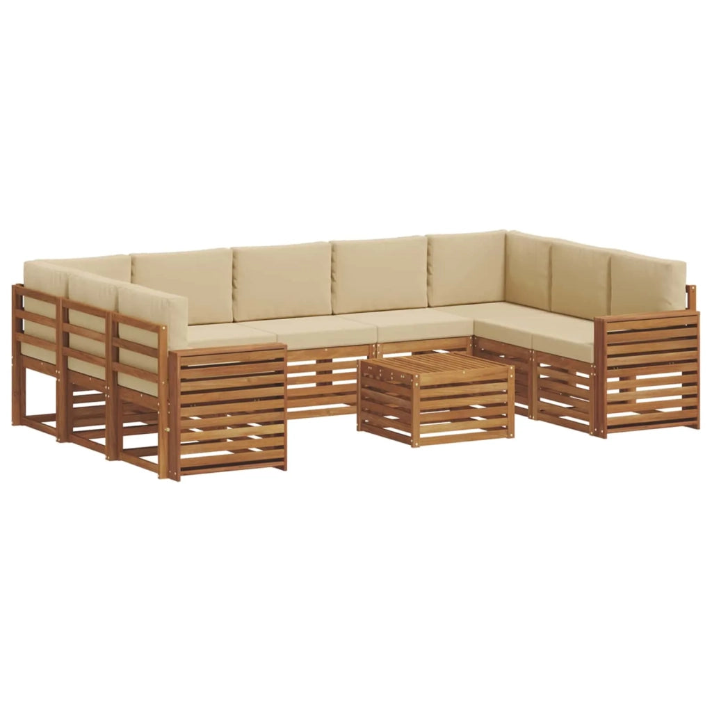 Set divani 10 pcs Naturale e Beige Legno di Acacia Massello
