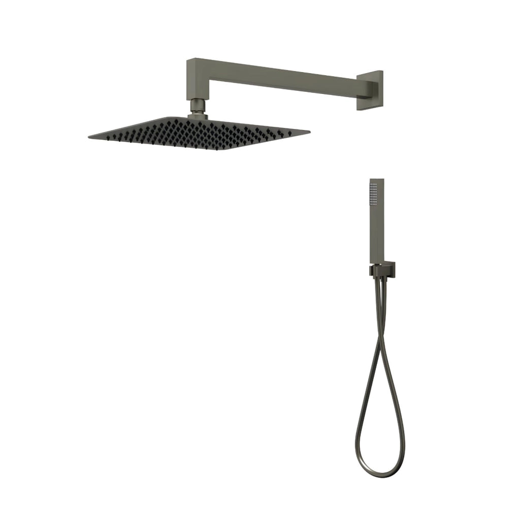 Set per doccia soffione quadro in acciaio inox 25x25 millimetri canna di fucile *** finitura- canna di fucile, confez...