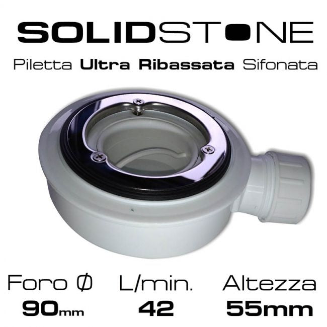 Piatto doccia in pietra SOLIDSTONE alto 2,8 cm - Grigio cemento RAL 7033 - Misura: 90x220 x 2,8h 