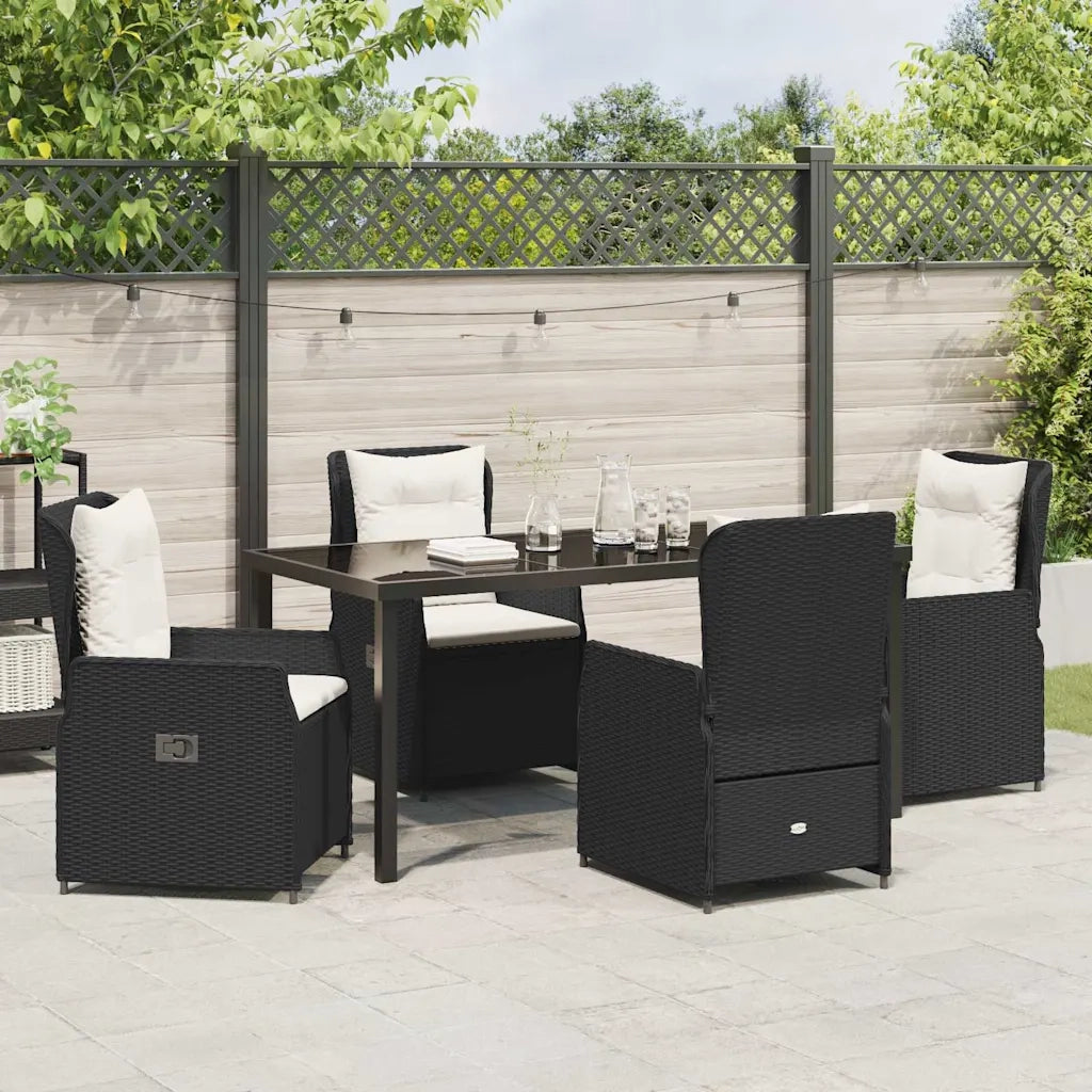 Set da Pranzo per Giardino 5 pcs Nero polyrattan 3380942