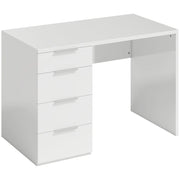 Scrivania Salvaspazio 110x61,5x75 cm con 4 Cassetti Rivestimento in Melamina Bianco Lucido