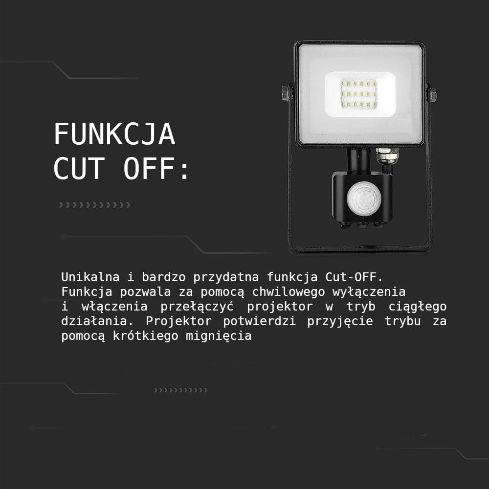 Faro LED V-TAC 30W Samsung con sensore nero IP65 2400lm