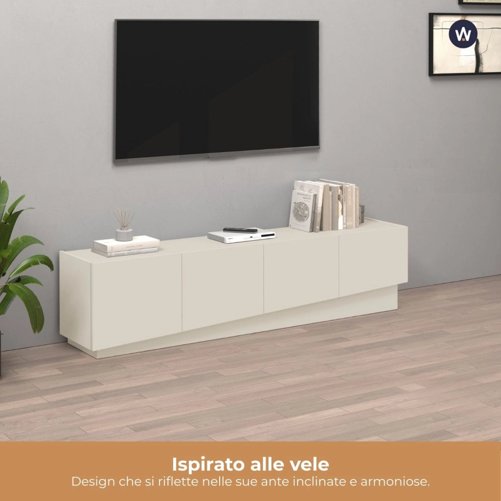 WHOUS Mobile porta TV Vela con 4 ante colore cashmere 180x35x45,4 cm