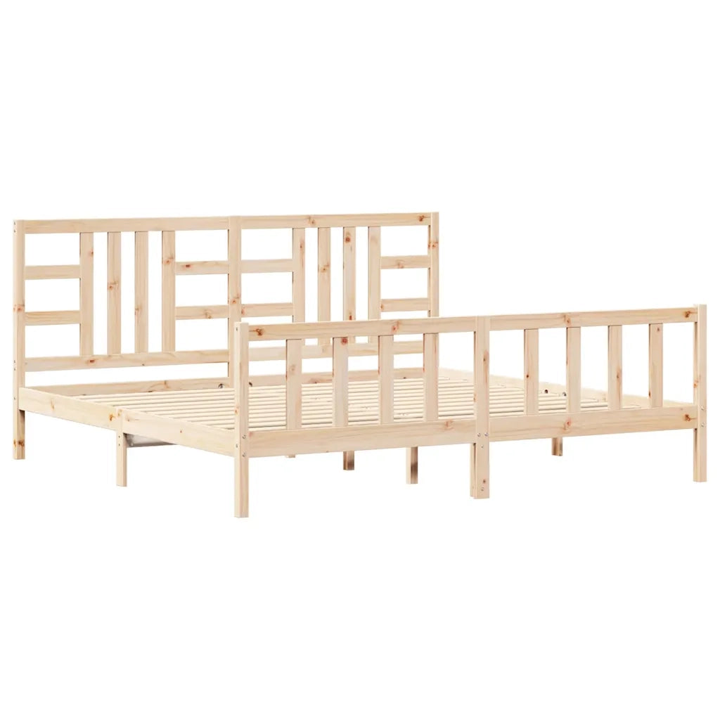 Giroletto senza Materasso-Struttura Letto 200x200 cm in Legno Massello di Pino 503179