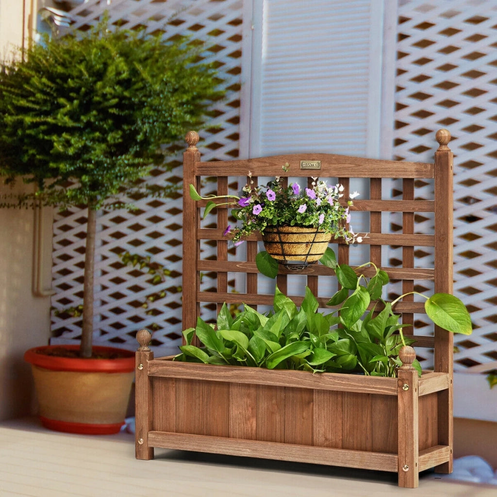Fioriera in Legno con Spalliera per Piante Rampicanti Robusta e Resistente per Giardino e Balcone