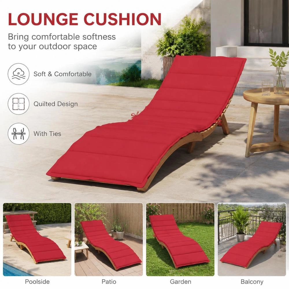 Sun Lounger Cushion, Red, 200x60x3 Cm, Oxford Fabric