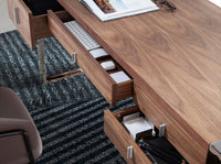 Scrivania in noce e acciaio cromato