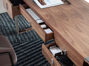 Scrivania in noce e acciaio cromato