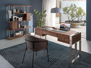Scrivania in noce e acciaio cromato