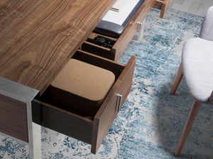 Scrivania in noce e acciaio cromato