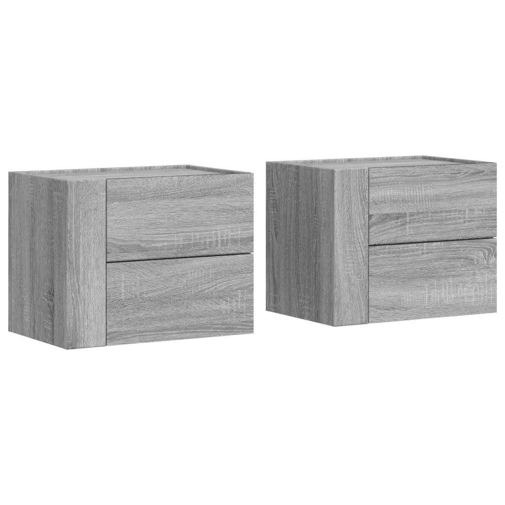 Comodini a Muro 2 pz-Set di 2 Tavolino da notte Grigio Sonoma 45x30x35 cm 950403