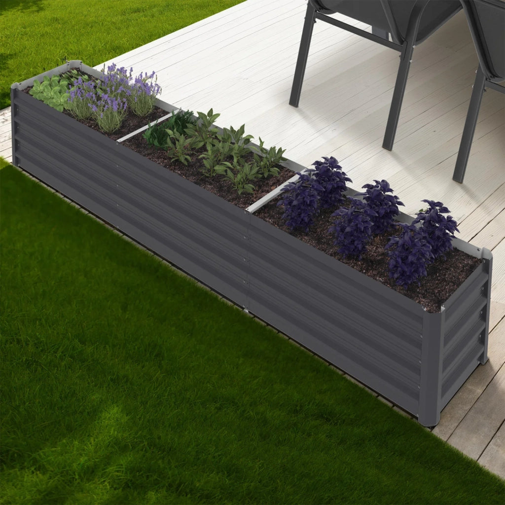 IDMarket - Fioriera rialzata in metallo con struttura rettangolare 240 x 40 x 45 cm