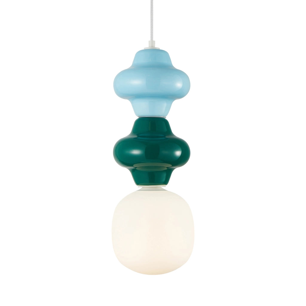 Lampada a sospensione Art Déco ceramica turchese Ø18 E14