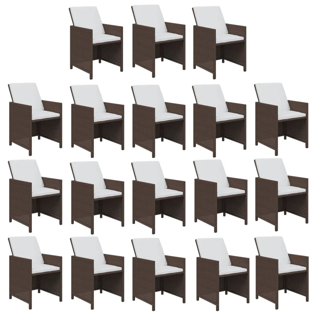 Set da pranzo da giardino mobili da esterno cuscini 19 pz poly rattan marrone 02_0014431